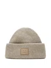 Acne Studios Womens Greige Melange Ribbed Brand-patch Wool-blend Beanie In Neutral