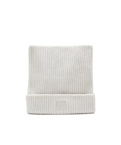 Acne Studios Ribbed Face-patch Beanie Hat In Pink