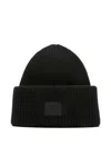 Acne Studios Ribbed Face-patch Hat In Black