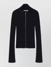 Acne Studios Ribbed High Collar Zip Cardigan In Black