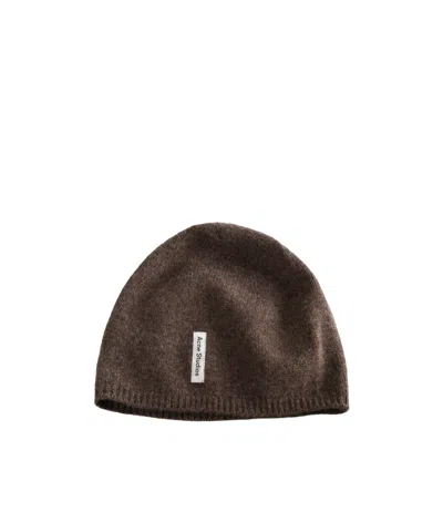 Acne Studios Ribbed Knit Hat In Brown