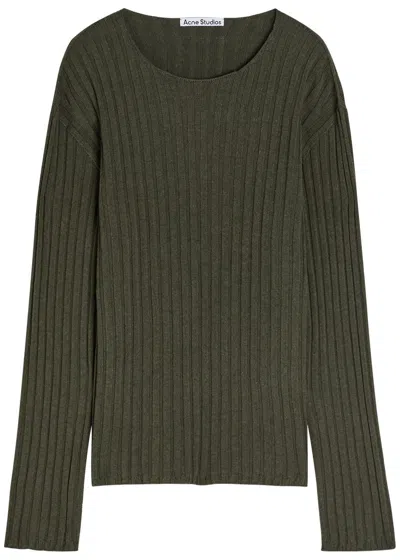 Acne Studios Ribbed-knit Jumper In Green