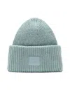 Acne Studios Ribbed Knit Pansy Beanie In Blue In Green