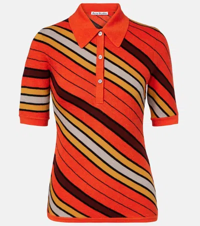 Acne Studios Ribbed-knit Striped Wool Polo Shirt In Multi