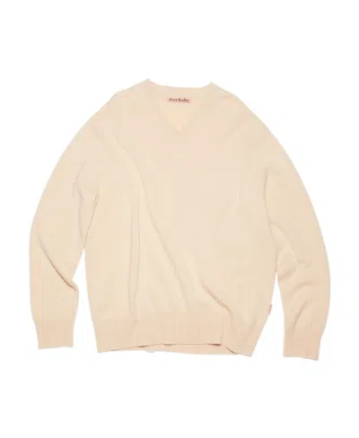 Acne Studios Ribbed-knit V-neck Sweater In Nude