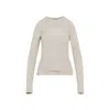 Acne Studios Ribbed Long-sleeved T-shirt With Subtle Embroidery In Gray