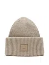 Acne Studios Ribbed Patch Beanie In Neutral