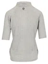Acne Studios Ribbed Silk Polo Shirt In Grey