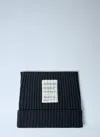 Acne Studios Ribbed Square Beanie Hat In Black