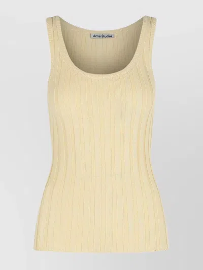 Acne Studios Ribbed Texture Scoop Neck Tank Top In Beige