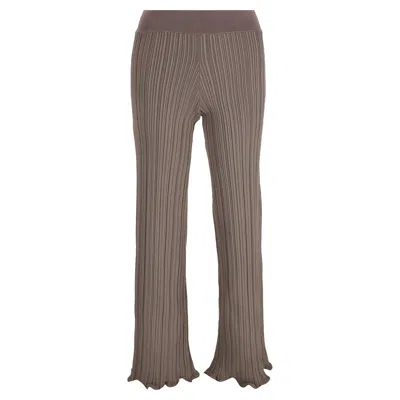Acne Studios Ribbed-knit Straight-leg Pants In Brown Viscose In Multi