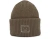 Acne Studios Pansy Crystal Face Wool Rib Beanie In Brown