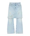 Acne Studios Distressed Layered Wide-leg Jeans In Blue