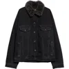 Acne Studios Robert Denim Jacket With Faux Shearlingtrim In Black