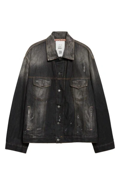 Acne Studios Robert Trafalgar Distressed Denim Jacket In Black