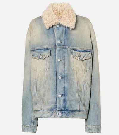 Acne Studios Roberta Faux Shearling-trimmed Denim Jacket In Blue