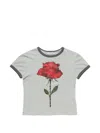 Acne Studios Rose-print Ringer T-shirt In Gray
