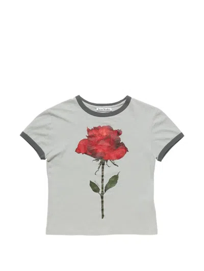 Acne Studios Rose-print Ringer T-shirt In Multi