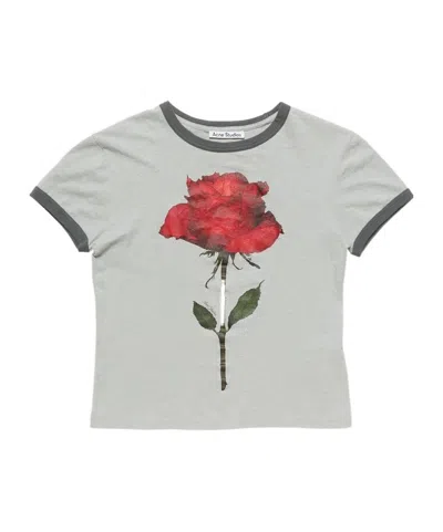 ACNE STUDIOS ROSE-PRINT RINGER T-SHIRT