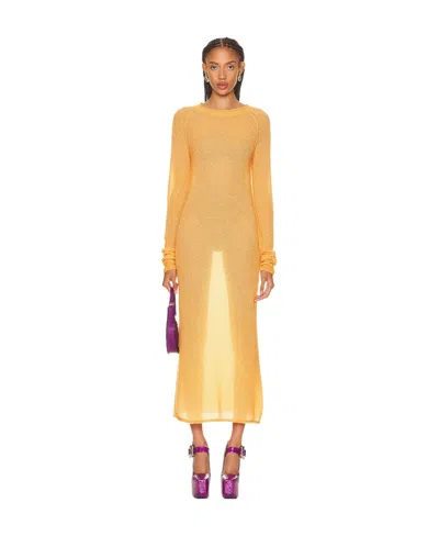 Acne Studios Round Collar Long Dress In Nude