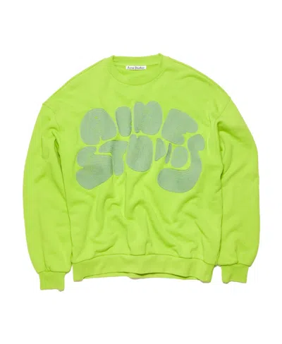 Acne Studios Round Collar Long Sleeve Sweater In Green