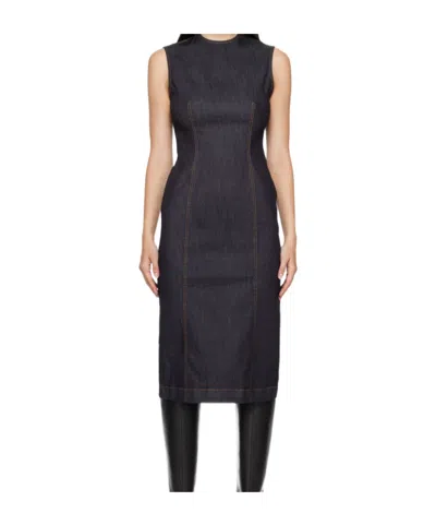 Acne Studios Round-neck Denim Dress In Navy