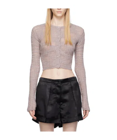 Acne Studios Round-neck Long-sleeved Cardigan In Nude