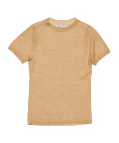 Acne Studios Round Neck Short Sleeve T-shirt In Brown