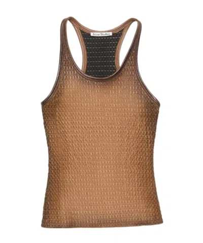 Acne Studios Round Neck Sleeveless Vest In Brown