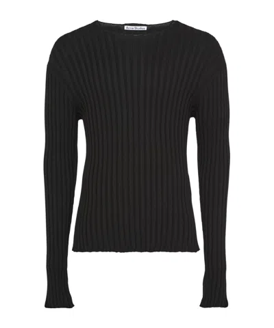 Acne Studios Round Neck Sweater In Black