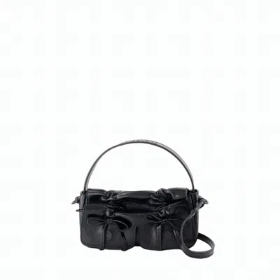 Acne Studios Ruched Design Crossbody Bag With Versatile Strap In Black