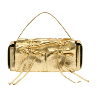 Acne Studios Ruched Metallic Calfskin Shoulder Bag In Gold
