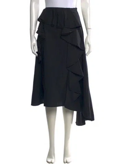 Pre-owned Acne Studios Ruffle Embellishment Midi Length Skirt In Black