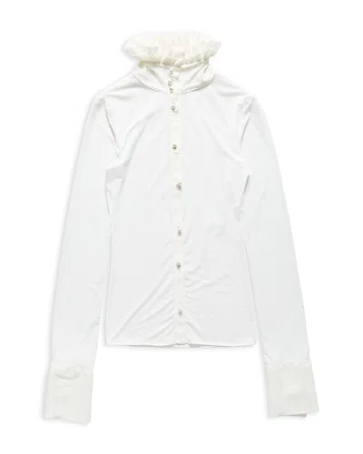 Acne Studios Ruffled Button Front Shirt In White