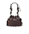 Acne Studios Ruffled Drawstring Shoulder Bag In Brown