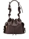 Acne Studios Ruffled Drawstring Shoulder Bag In Brown
