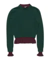 Acne Studios Ruffled Layered-effect Sweater In Green
