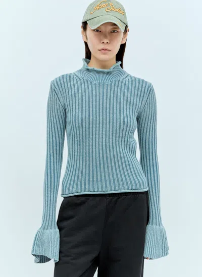 Acne Studios Ruffled Sleeves Sweater In Blue