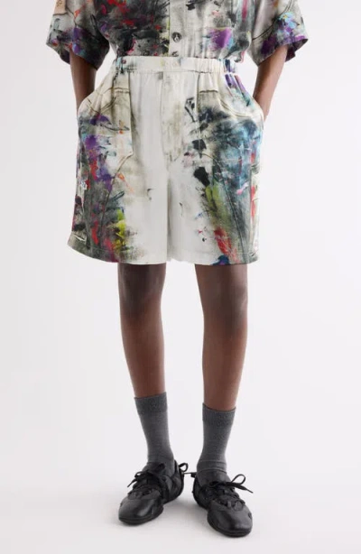 Acne Studios Ruxer Paint Print Shorts In Animal Print