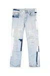 Acne Studios Denim Straight Jeans Distressed Patchwork Five Pocket In Blue