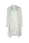 Acne Studios Checked Viscose Mini Shirt Dress In Green
