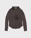 Acne Studios Silk Blouse With Cowl Neck In Multi