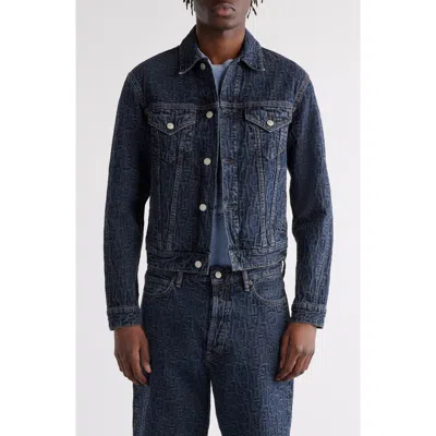 Acne Studios Rye Monogram Jacquard Denim Jacket In Blue/black