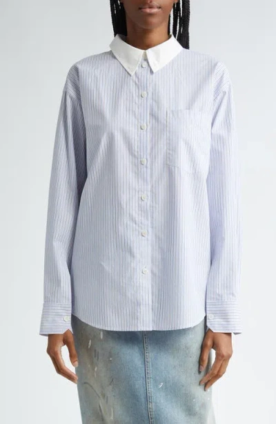 ACNE STUDIOS ACNE STUDIOS SAFFRON STRIPE COTTON POPLIN BUTTON-UP SHIRT