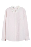 Acne Studios Saffron Stripe Cotton Poplin Button-up Shirt In Salmon Pink/white Dja