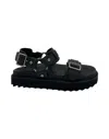 Acne Studios Debossed Leather Platform Sandals In Black