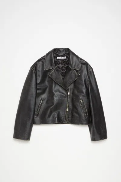 ACNE STUDIOS SANDED LEATHER BIKER JACKET