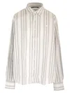 Acne Studios Sarlie Striped Long Sleeved Shirt In Grey/light Pink