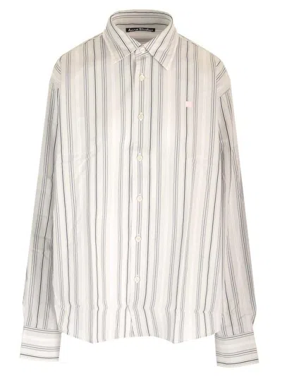 Acne Studios Sarlie Striped Long Sleeved Shirt In Grey/light Pink