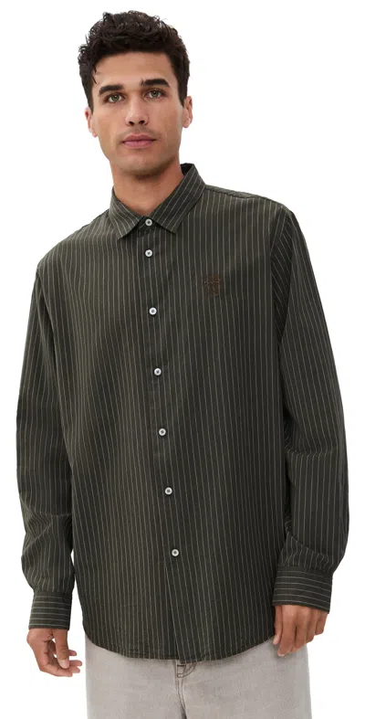 Acne Studios Sarow Poplin Stripe Shirt Green Melange